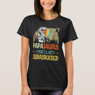 Camiseta Mens Retro Papasaurus Dinossaur Rex Vintage Pai'