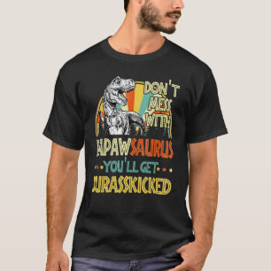 Camiseta Mens Retro Papawsaurus Dinosaur Rex Vintage Pai