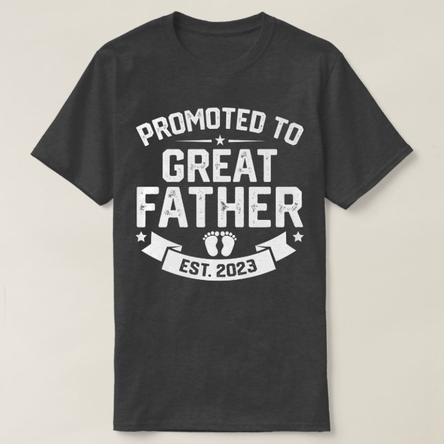 Camiseta Mens Retro Promoted To Great Father Est 2023 Men F (Frente do Design)