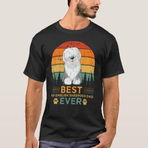 Camiseta Mens Retro Style Best English Sheepdog Pai Ever Fa