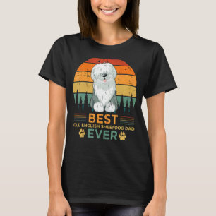 Camiseta Mens Retro Style Best English Sheepdog Pai Ever Fa