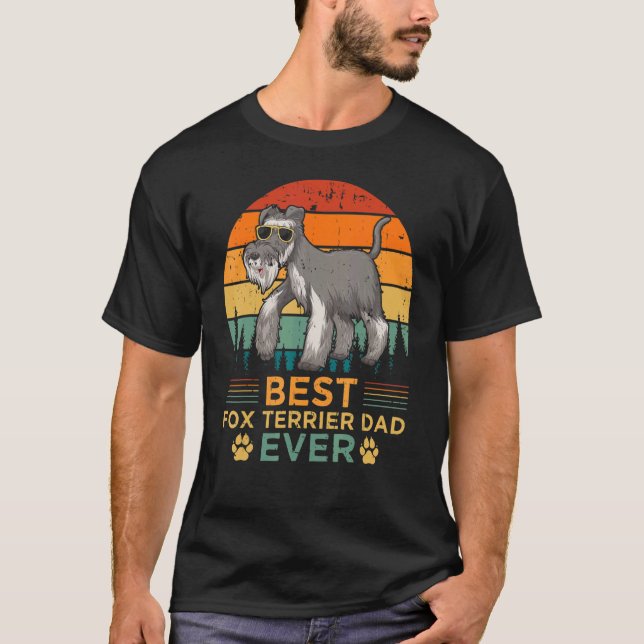Camiseta Mens Retro Style Best Fox Terrier Pai Nunca Pai (Frente)