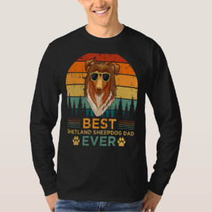 Camiseta Mens Retro Style Best Shetland Sheepdog Pai Nunca 