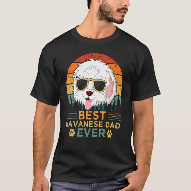 Camiseta Mens Retro Style Melhor Pai Havanês Nunca D Pai (Frente)