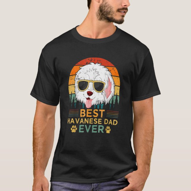 Camiseta Mens Retro Style Melhor Pai Havanês Nunca D Pai (Frente)