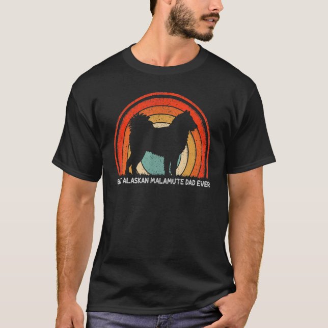 Camiseta Mens Retro Style Melhor Pai Malamute Do Alasca (Frente)