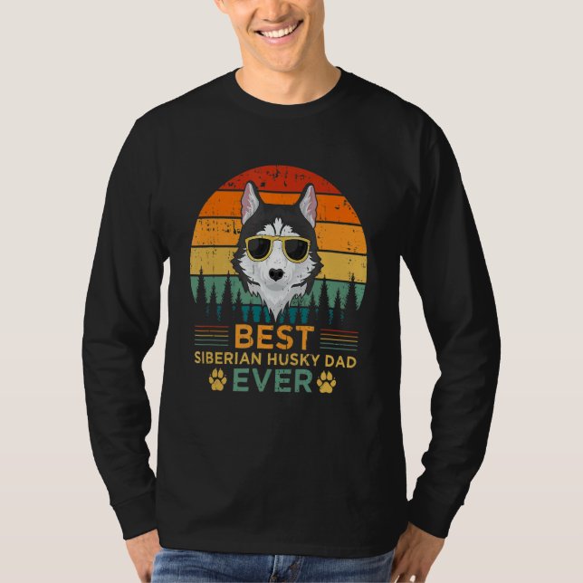 Camiseta Mens Retro Style Melhor Pai Siberiano Husky Alguma (Frente)