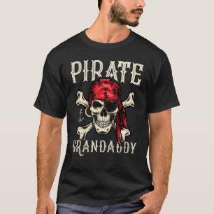 Camiseta Mens Retro Style Skull Skeleton Pirata Avô F