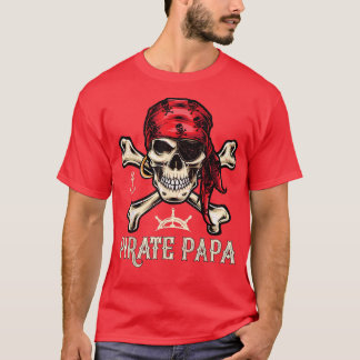 Camiseta Mens Retro Style Skull Skeleton Pirata Papai Pai
