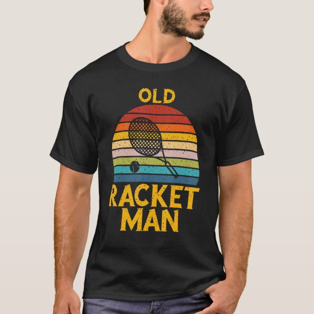 Camiseta Mens Retro Tennis Lover Old Racket man Tennis Play (Frente)