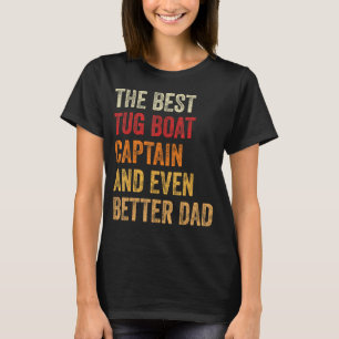 Camiseta Mens Retro Tug Boat Capitão E Melhor Pai F