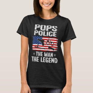Camiseta Mens Retro-Us Bandeira Dia de os pais Polícia Le