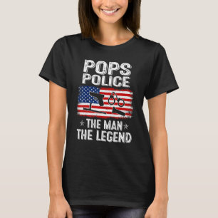 Camiseta Mens Retro-Us Bandeira Dia de os pais Polícia Le