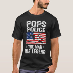 Camiseta Mens Retro-Us Bandeira Dia de os pais Polícia Le