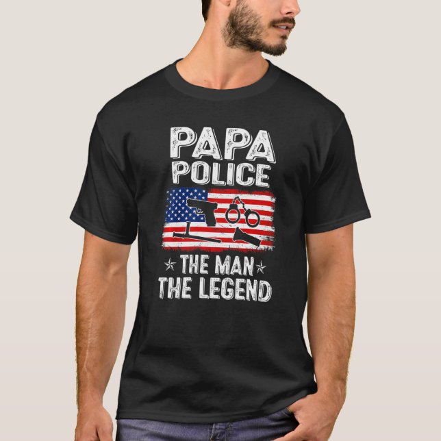 Camiseta Mens Retro-Us Dia de os pais De Bandeira Papa Polí (Frente)