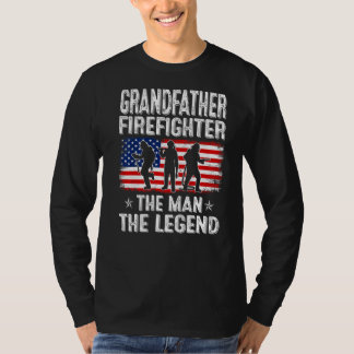 Camiseta Mens Retro Us Flag Dia de os pais Avô Firefig