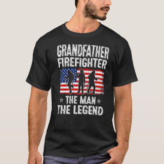 Camiseta Mens Retro Us Flag Dia de os pais Avô Firefig