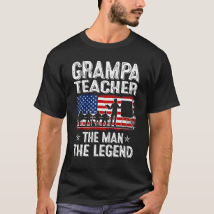 Camiseta Mens Retro Us Flag Dia de os pais Grampa Professor
