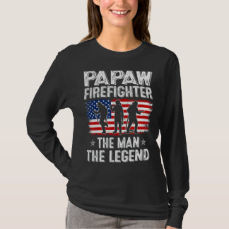 Camiseta Mens Retro-Us Flag Dia de os pais Papaw Bombeiro