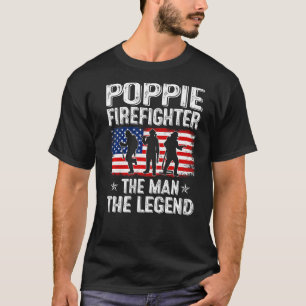 Camiseta Mens Retro-Us Flag Dia de os pais Poppie Bombeiro