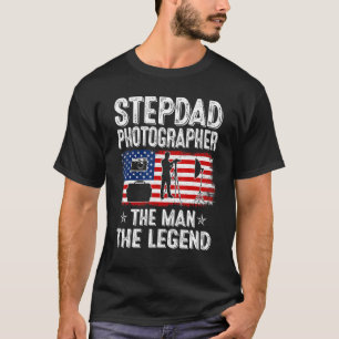 Camiseta Mens Retro Us Flag Dia de os pais Stepdad Fotograf