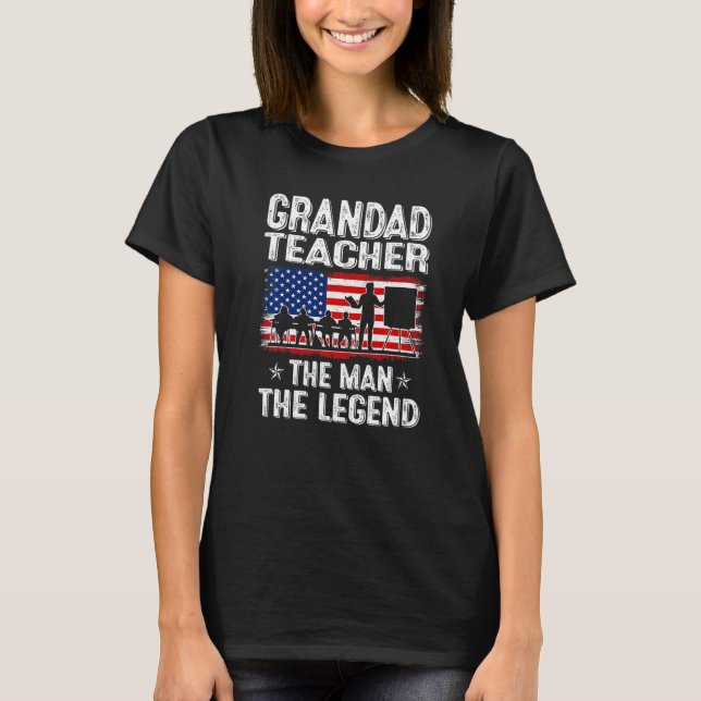 Camiseta Mens Retro Us Flag Father's Day Grandad Teacher Th (Frente)