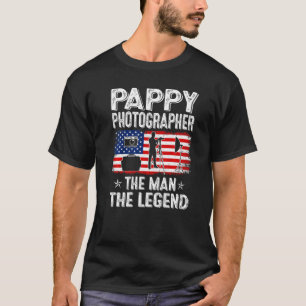 Camiseta Mens Retro-Us Flag Pappy Fotógrafo Do Dia de os pa