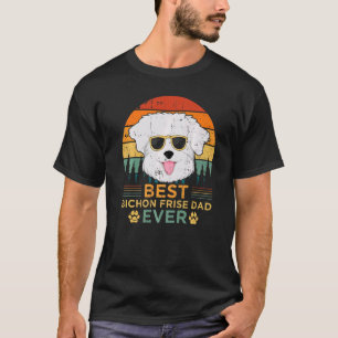 Camiseta Mens Retro Vintage Sunset Best Bichon Frise Pai Fa