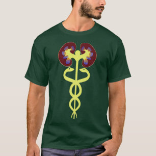 Camiseta Mens Rins Caduceus Nefrologia para o Emblema Médi