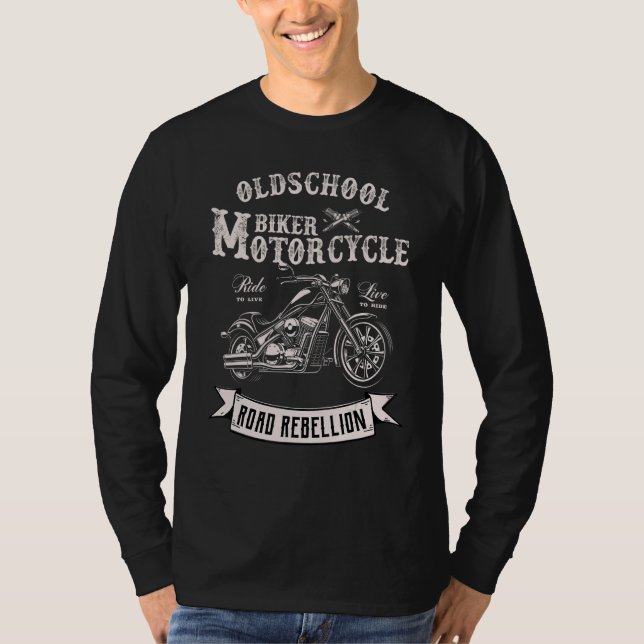 Camiseta Mens Road Rebellion Original  Biker Motorcycle Old (Frente)
