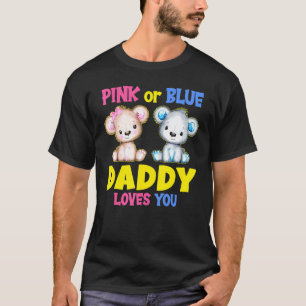 Camiseta Mens Rosa Ou Pai Azul Te Ama Gend Chá de fraldas