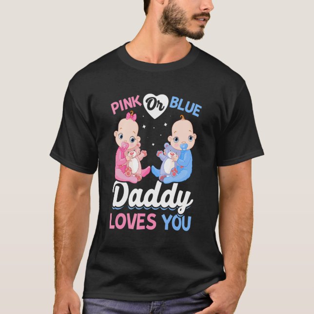 Camiseta Mens Rosa Ou Pai Azul Te Ama Pai De Ser Gen (Frente)