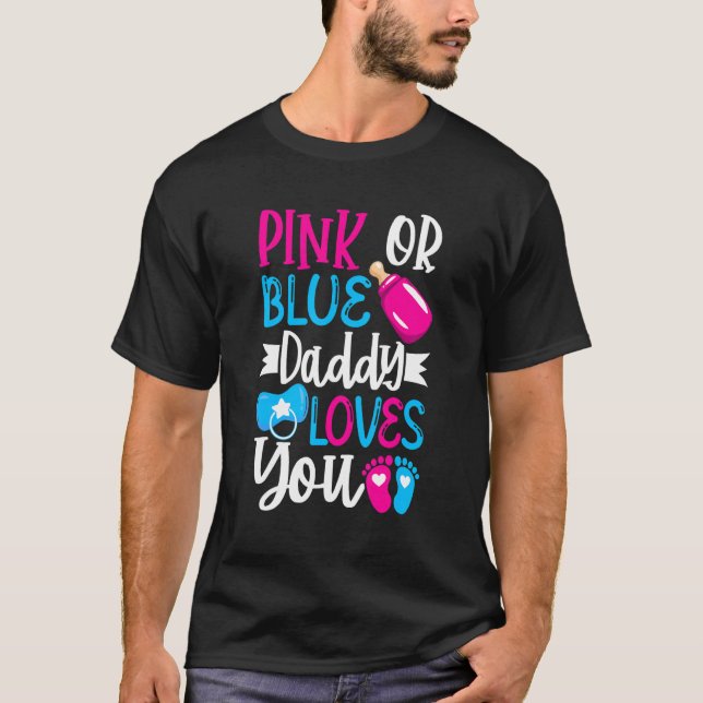Camiseta Mens Rosa Ou Pai Azul Te Ama Pai De Ser Gen (Frente)