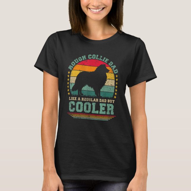 Camiseta Mens Rough Collie Pai Como Um Pai Regular Mas Cool (Frente)