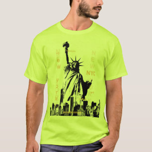Camiseta Mens Safety Green Nyc Manhattan Liberty Estátua