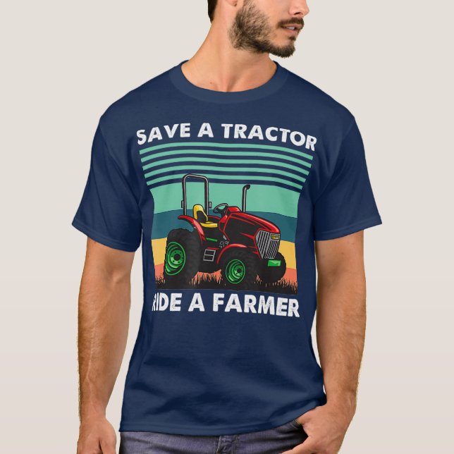 Camiseta Mens Salvem Trator Viajam Um Agricultor (Frente)