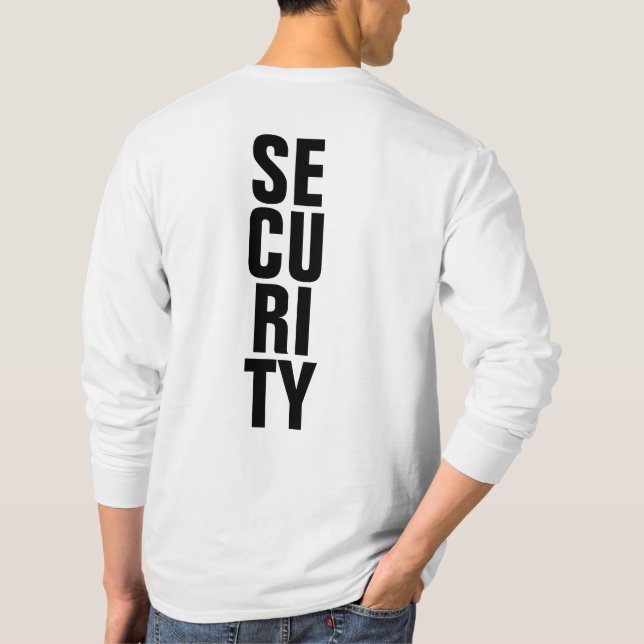Camiseta Mens Security T-Shirts Black and White Modelo (Verso)