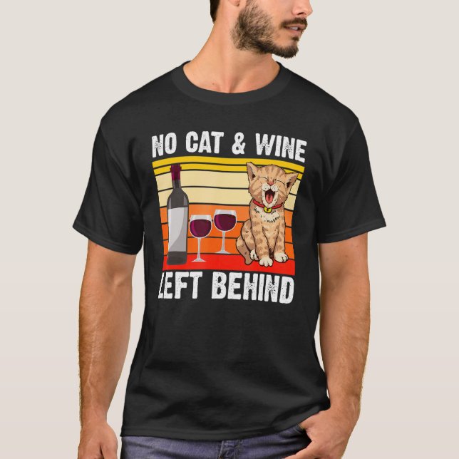 Camiseta Mens Sem Gato e Vinho Deixados Atrás Do Proprietár (Frente)