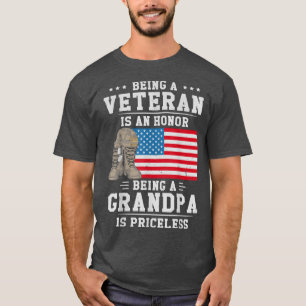 Camiseta Mens sendo um Veterano é uma honra ser um vovô