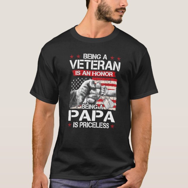 Camiseta Mens Ser Veterano é uma honra Ser Papa É P (Frente)