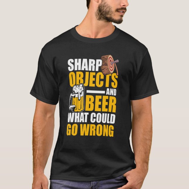Camiseta Mens Sharp Objects And Beer What Could Go Wrong (Frente)