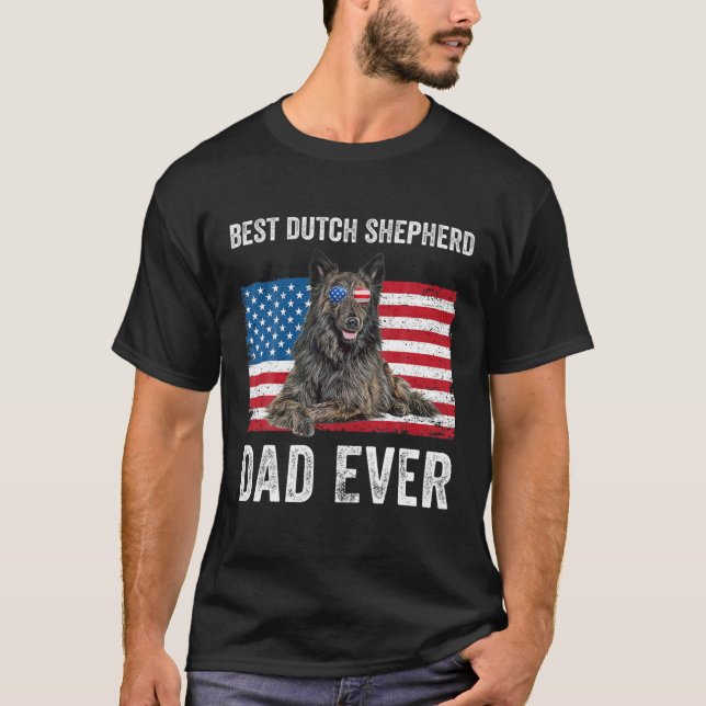 Camiseta Mens Shepherd Pai Americano Flag Dog Lover Ow (Frente)