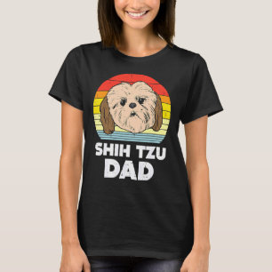 Camiseta Mens Shih Tzu Face Face Pai Sunset Retro Pet Dog P