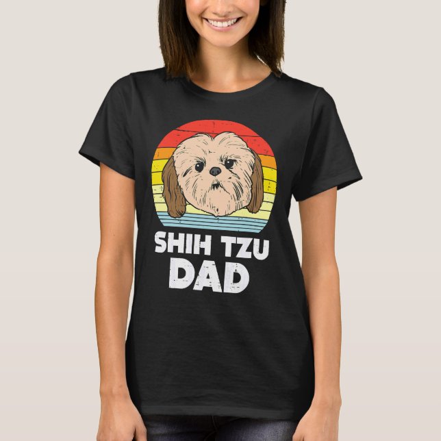 Camiseta Mens Shih Tzu Face Face Pai Sunset Retro Pet Dog P (Frente)