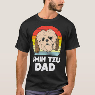 Camiseta Mens Shih Tzu Face Face Pai Sunset Retro Pet Dog P