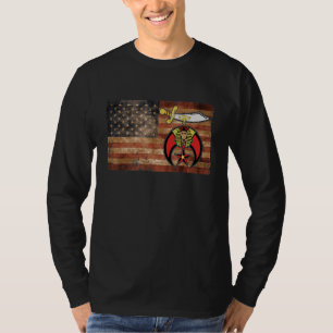 Camiseta Mens Shriner Mason Vintage Bandeira Dos Eua 4 De J