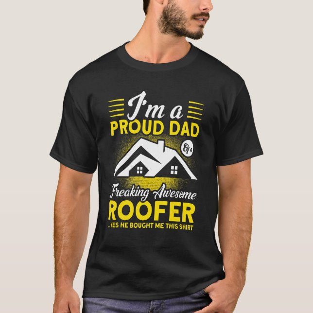 Camiseta Mens Sim Ele Me Comprou Este Pai De Roofer (Frente)