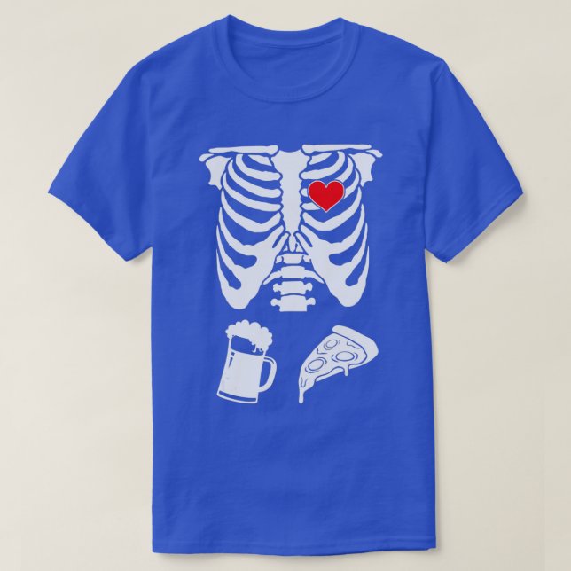 Camiseta Mens Skeleton Maternity Pizza Black (Frente do Design)