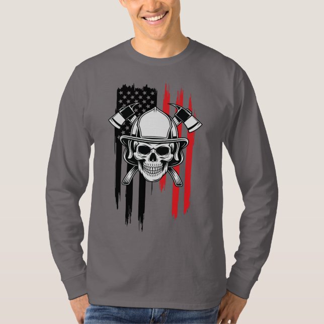 Camiseta Mens Skull Firefighter  (Frente)