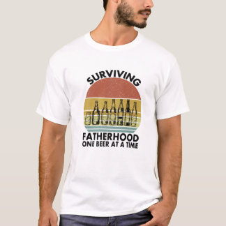 Camiseta Mens Sobrevivendo À Paternidade Uma Cerveja De Cad